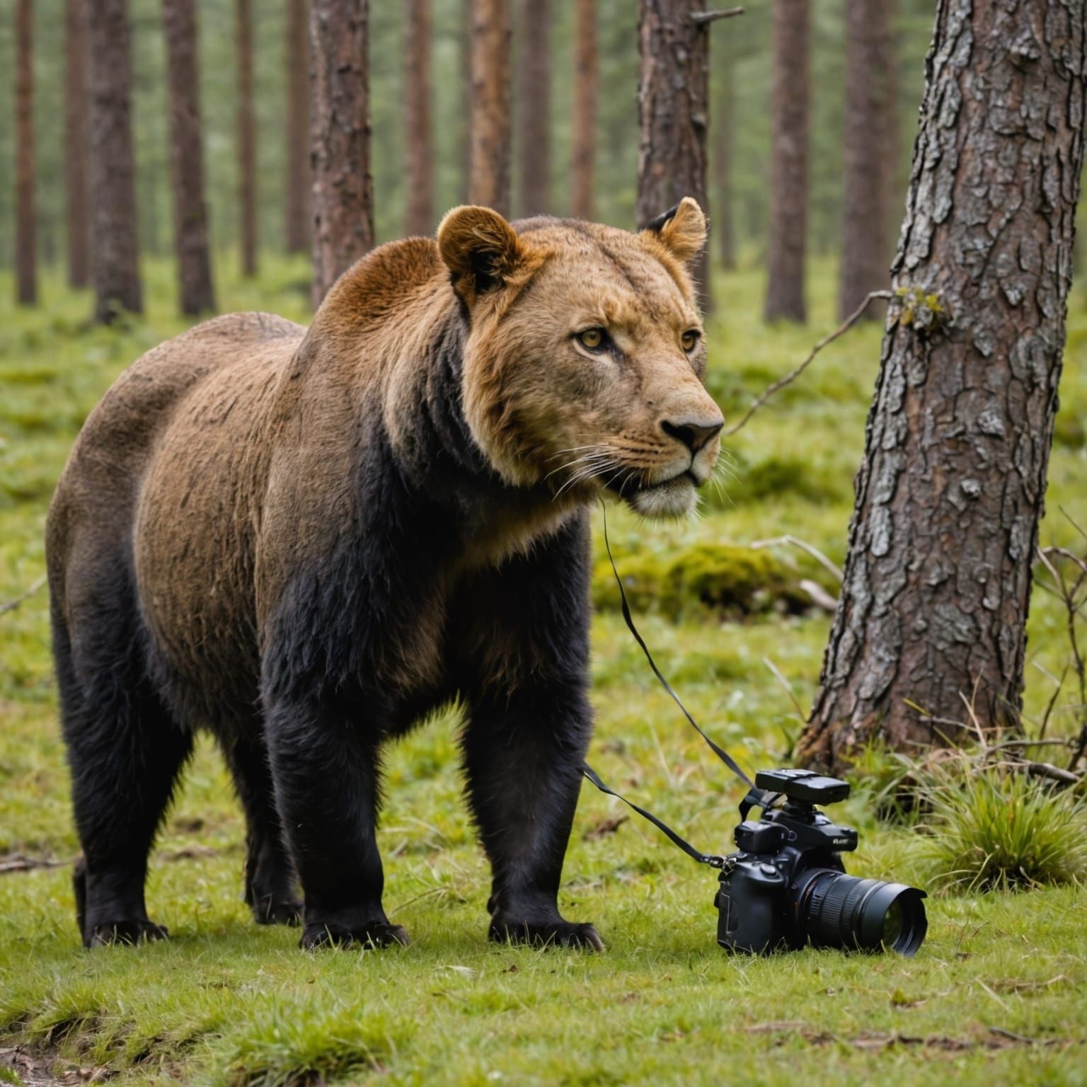 Wildlife Photographer Unaware of Approaching Animal