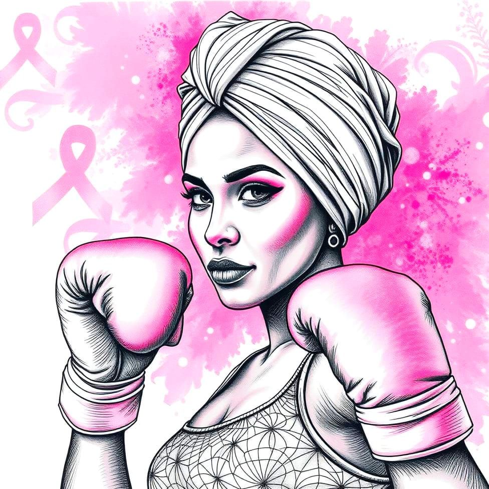 Turbaned Boxer's Triumph: A Surreal Fine Line Etching