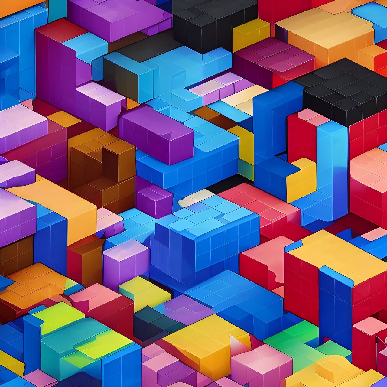 Photorealistic Tetris Chaos by James Jean and Jeff Koons