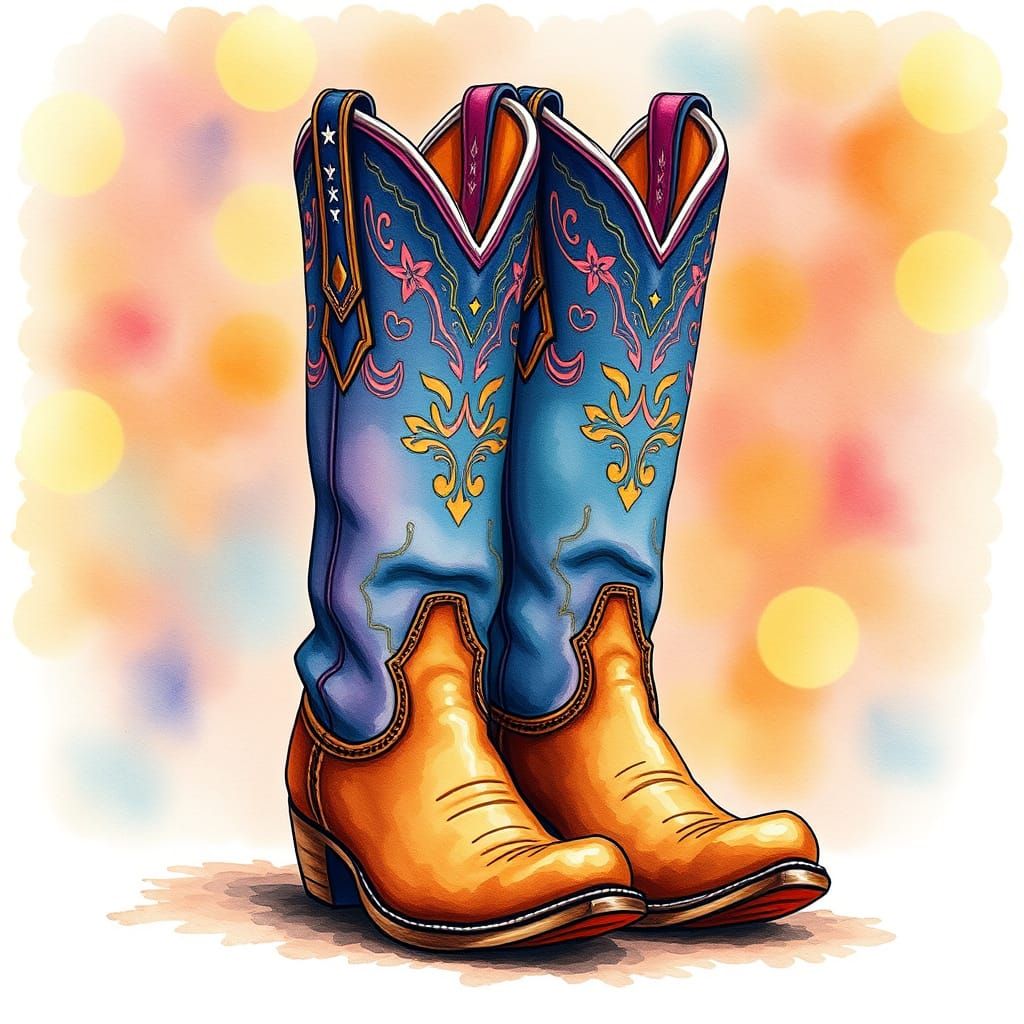 Vibrant Texan Folk Art Boots