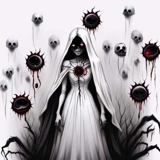 Ghostly Nightmare: Minimalist Dark Fantasy Charcoal Sketch