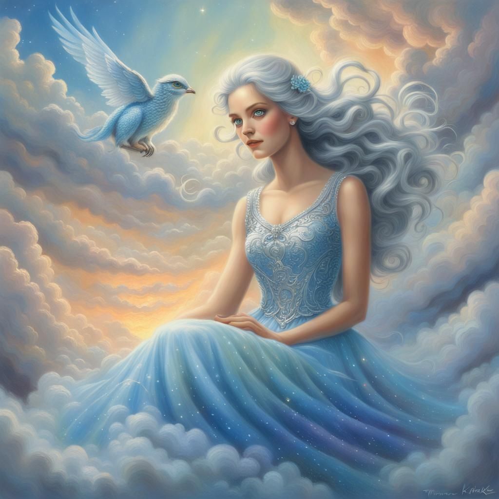Ethereal Lady in the Sky Fantasy Image