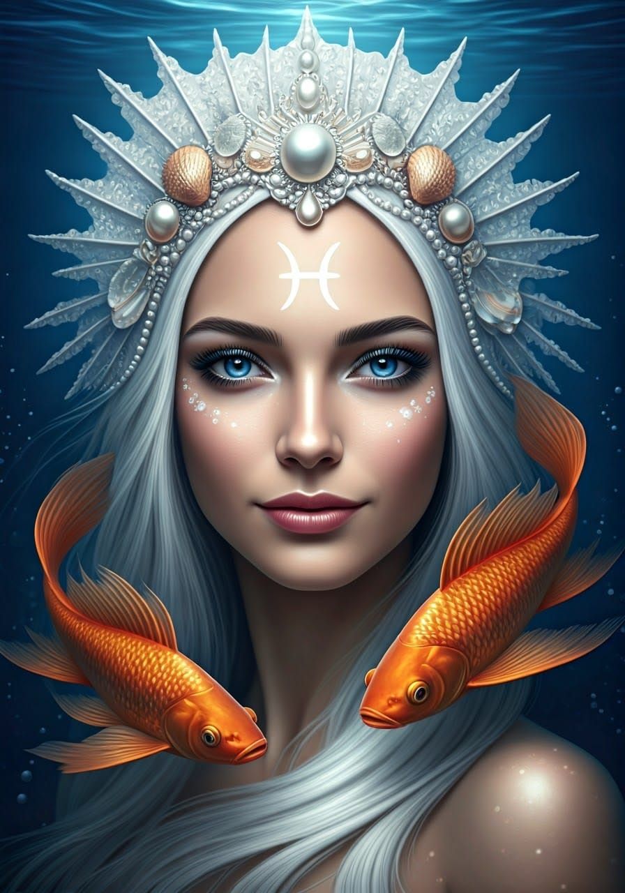 Ethereal Mermaid Goddess in Luminous Underwater Realm