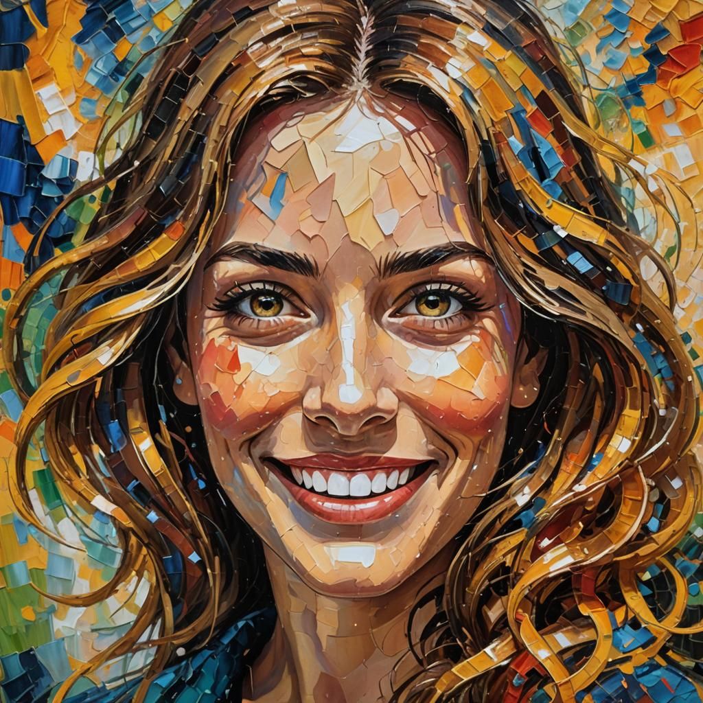 Expressionist Girl Portrait in Neo-Impressionism Style