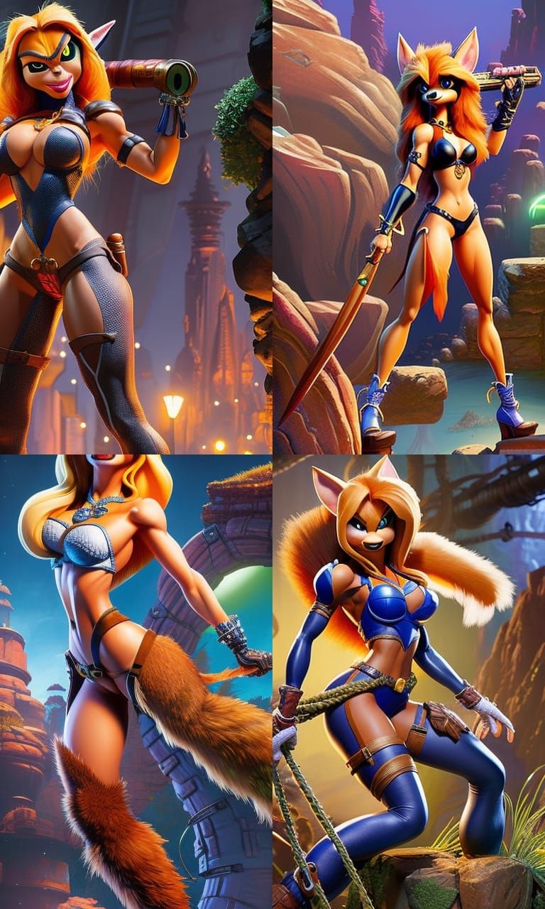 Tawna Bandicoot Illustration in Fantasy Art Style