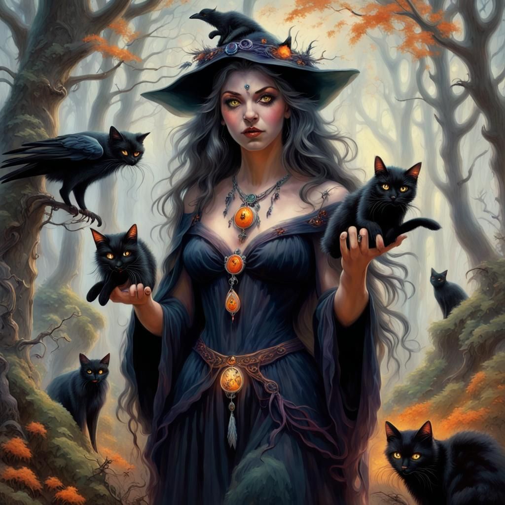 Mystical Forest Witch Communion in Ethereal Fantasy Style