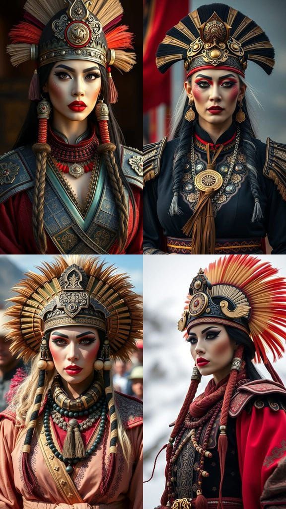 Ethereal Mongolian Warlord Drag Queen in Resplendent Regalia