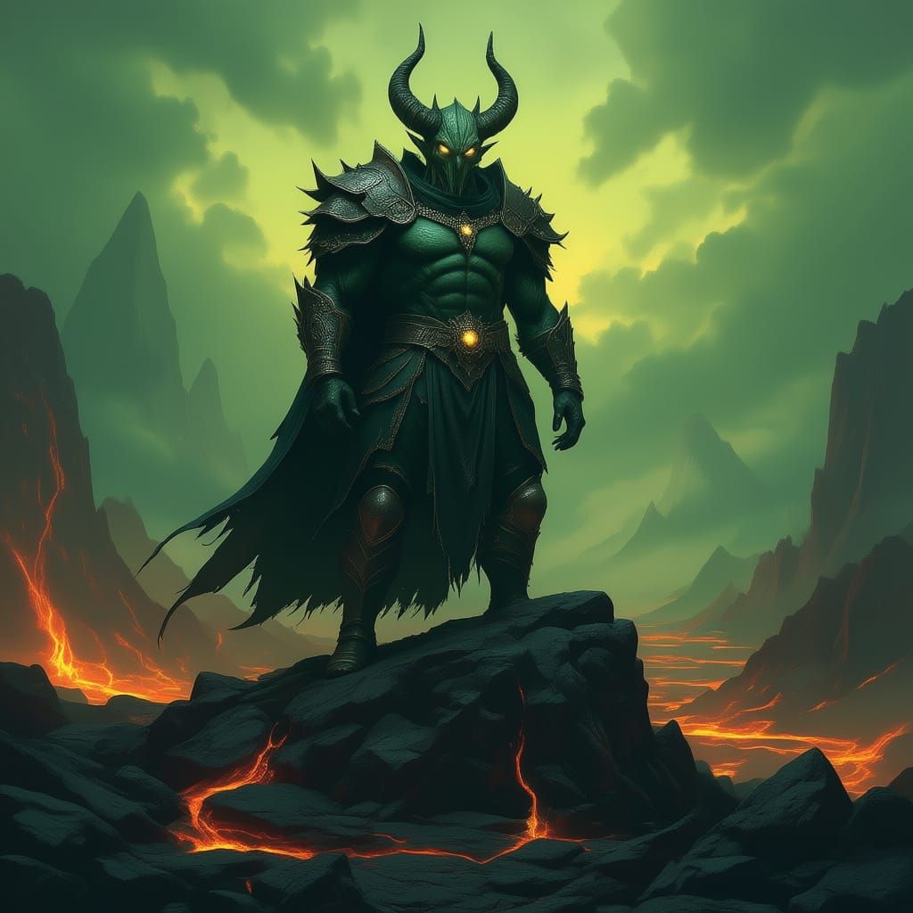 Colossal Demon King Overlooking Lava Sea