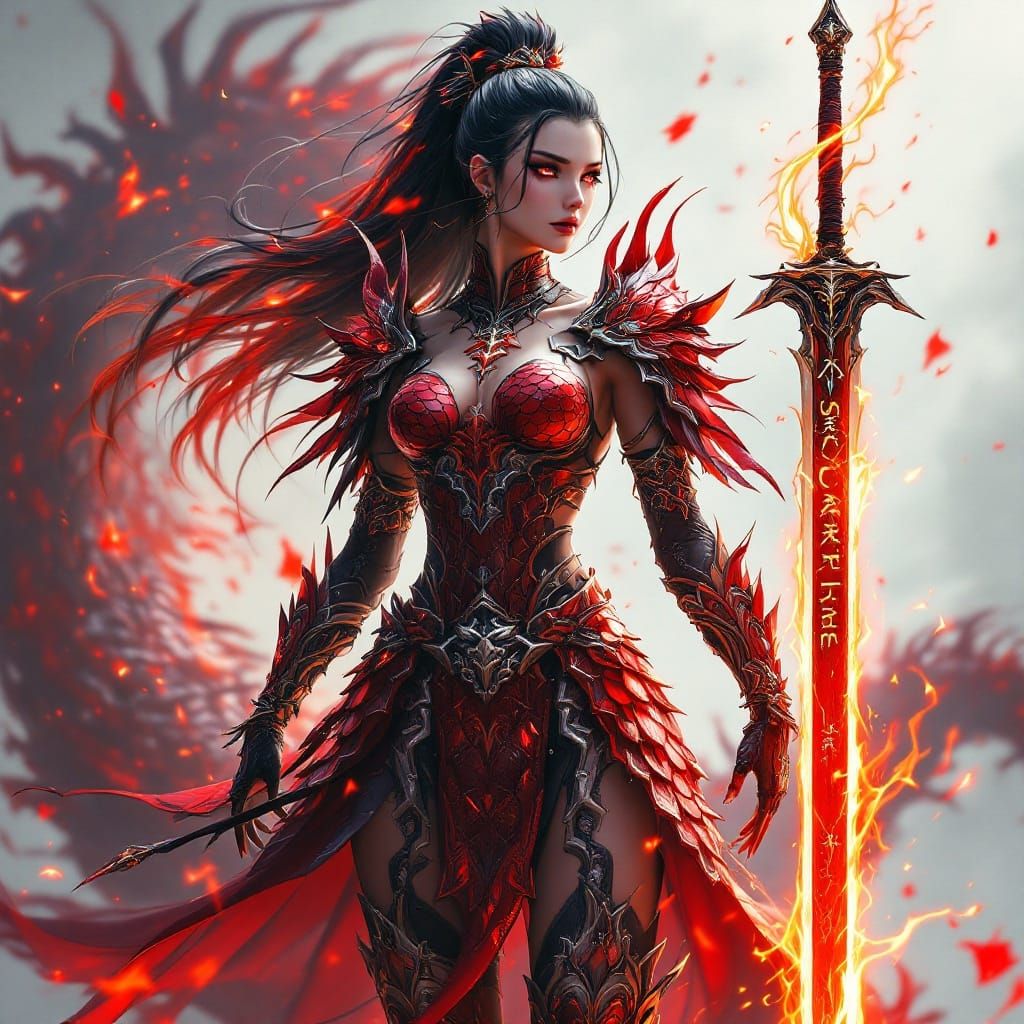 Dragon Armor Warrior Summons Red Flaming Dragon