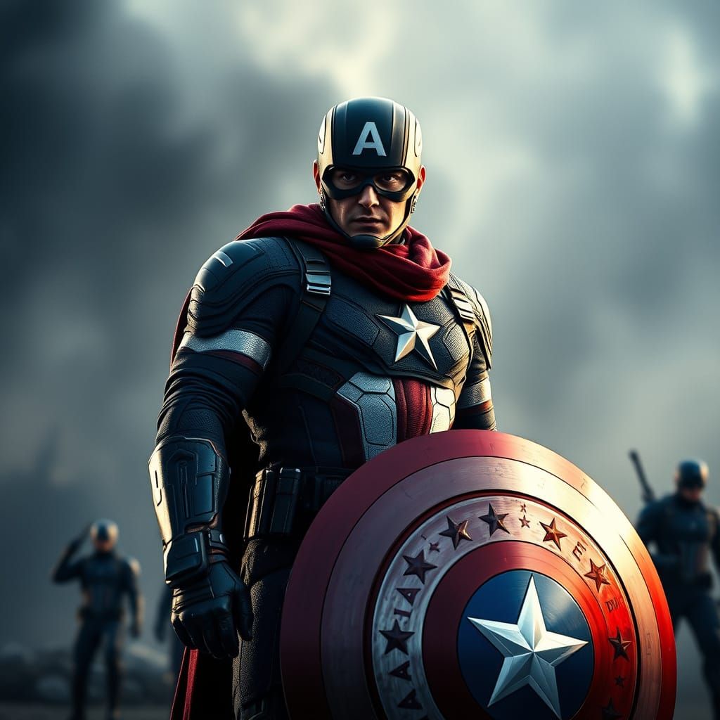 Heroic Captain America in Patriotic Attire