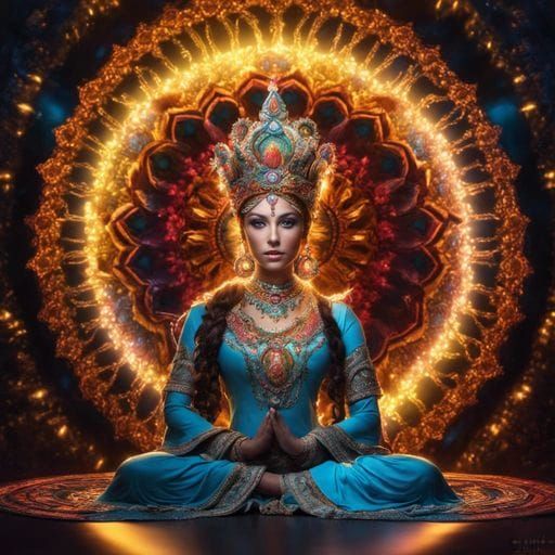 Luminescent Mandala Queen in Fractal Fantasy Style
