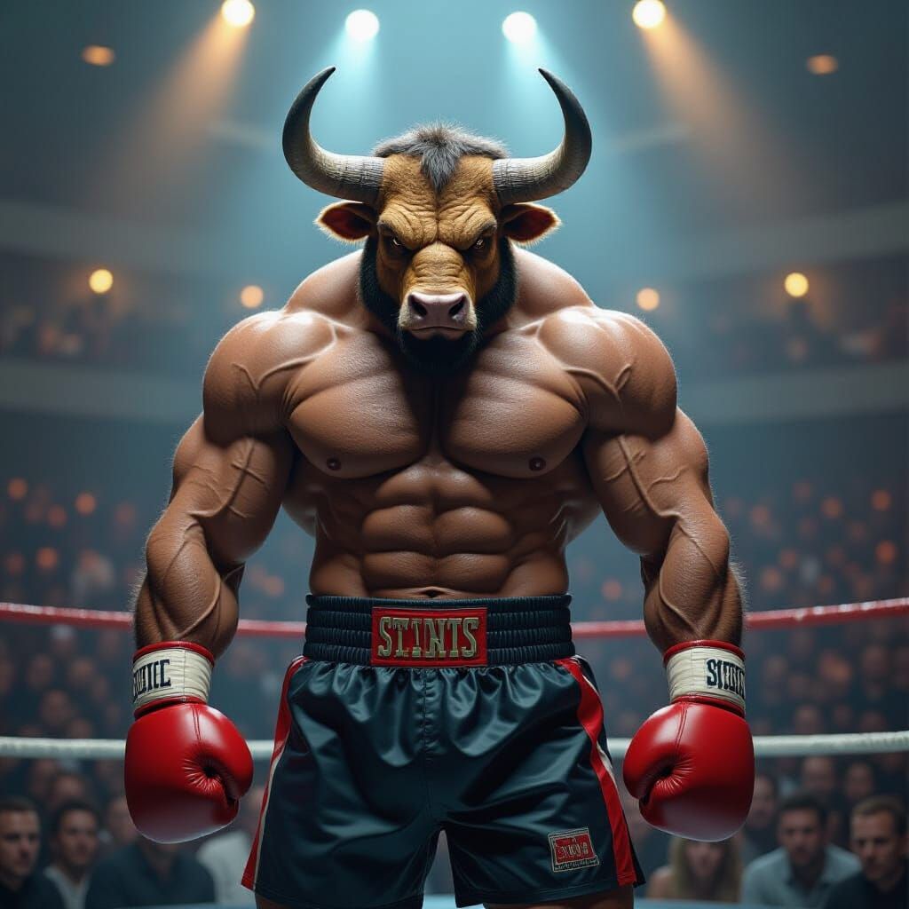 Minotaur Boxer in Arena: Epic Realism