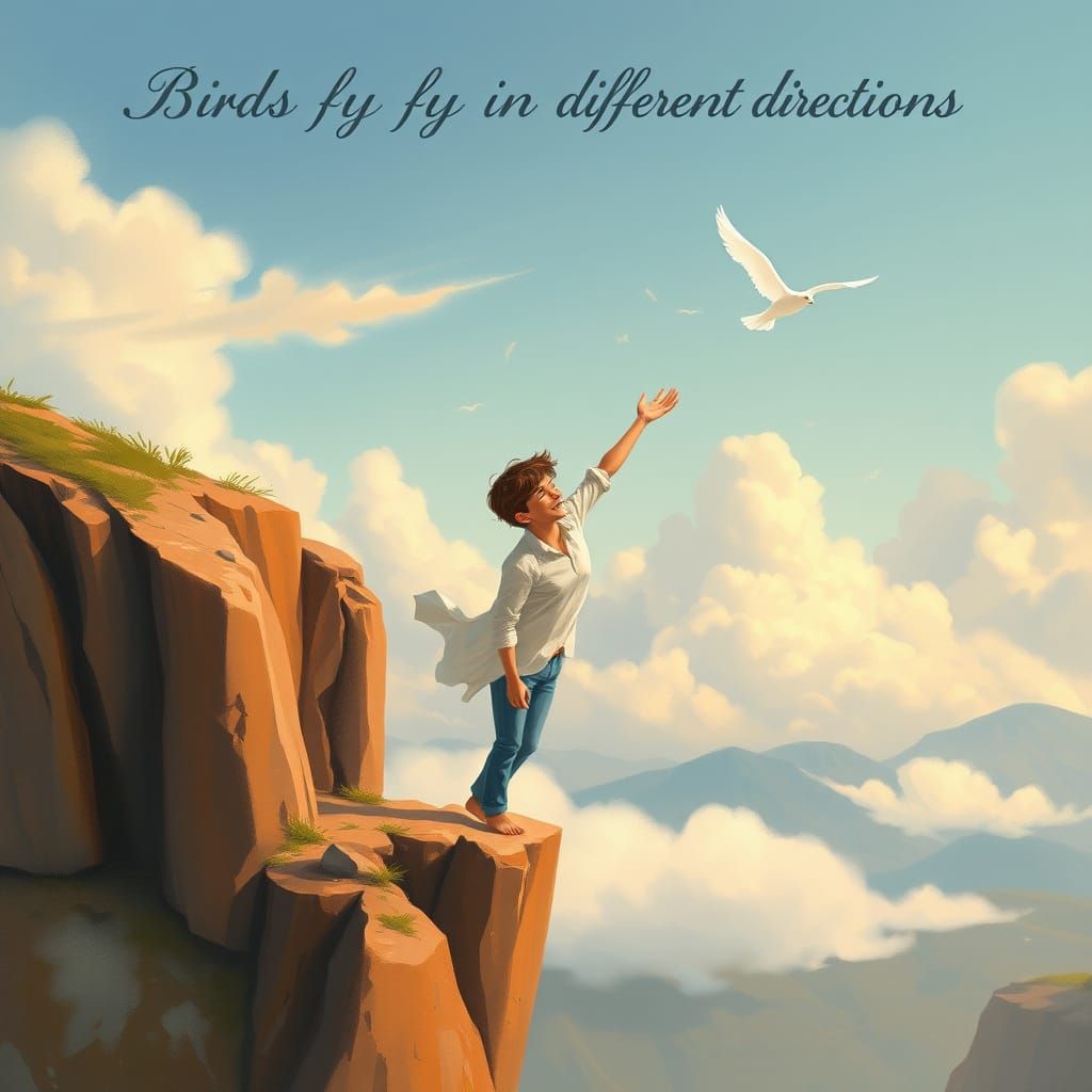 Serene Whimsy: Teen Releases White Bird into Free Flight