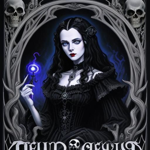 Evil Witch Portrait in Art Nouveau Film Noir Style