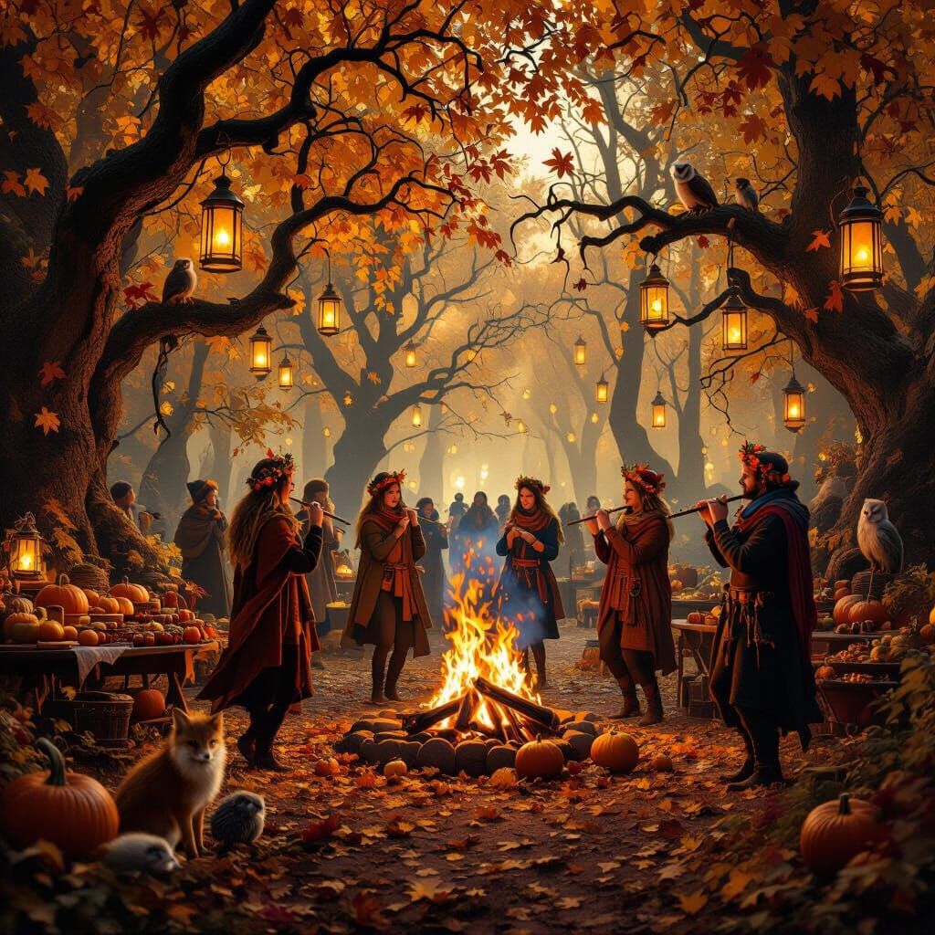Magical Autumn Equinox Dance in Golden Forest