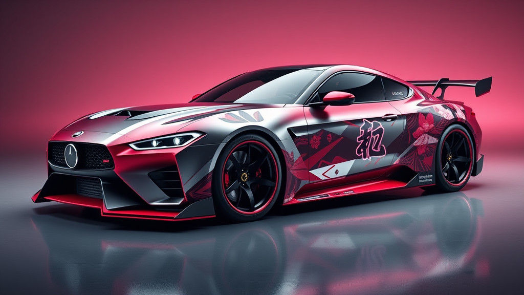 Futuristic Drift Car: Anime-Inspired Fusion in Studio Settin...