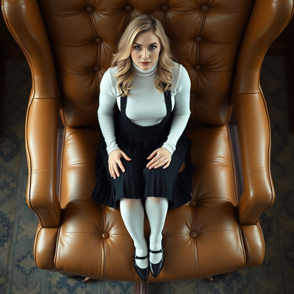 Surreal Portrait of a Blonde Woman in a Giant Chair