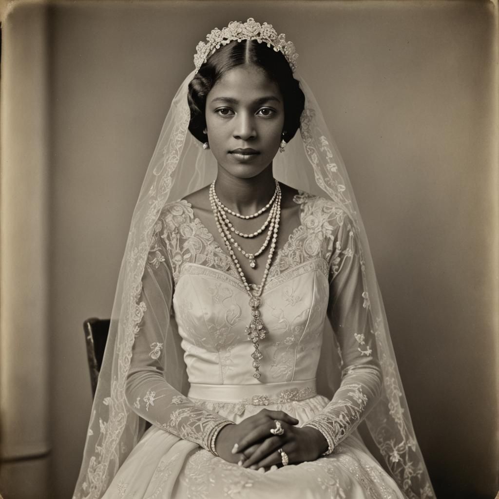 Elegant Bride in Vintage Photographic Style