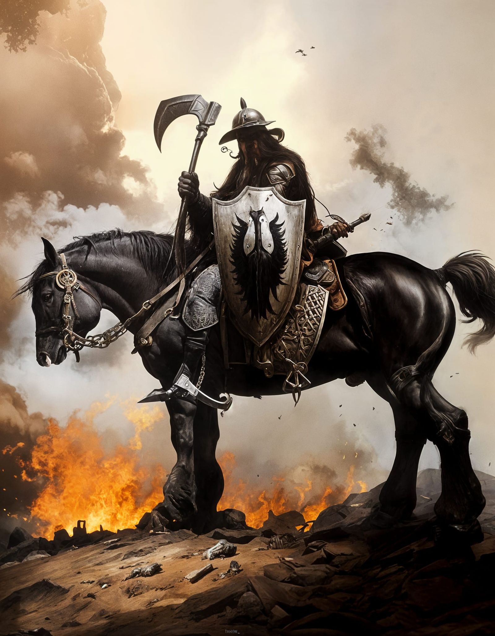 Death Dealer on Warhorse in Heroic Fantasy Style