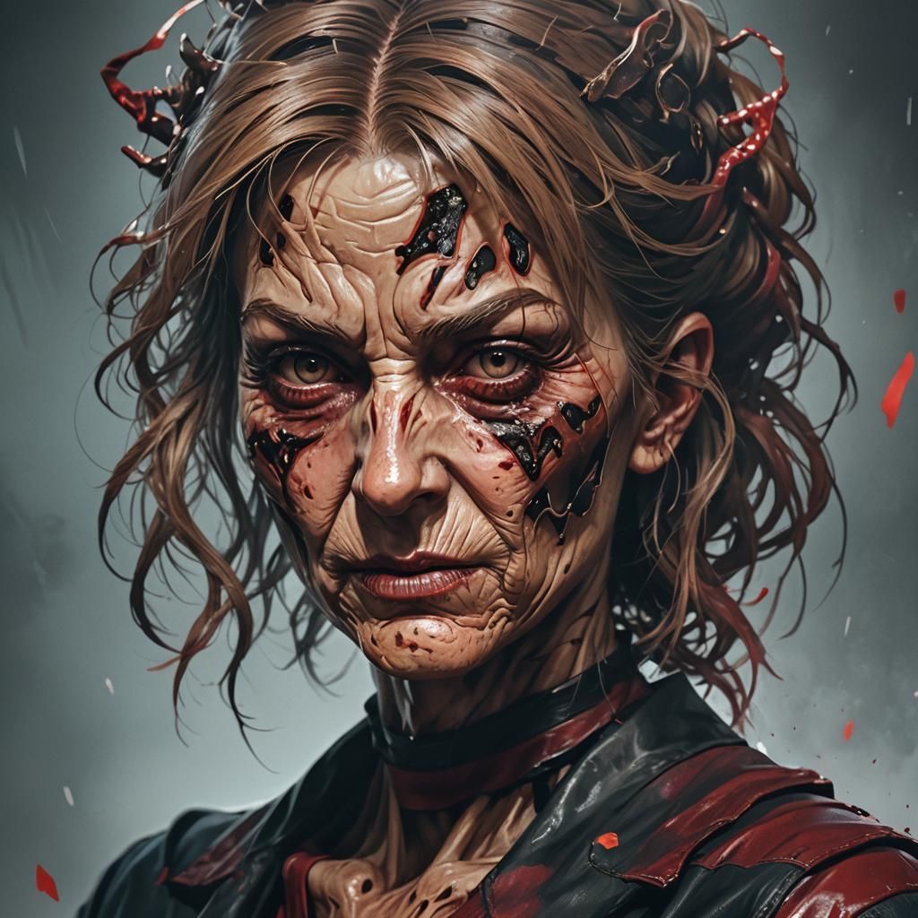 Hyperdetailed Female Freddy Krueger Portrait