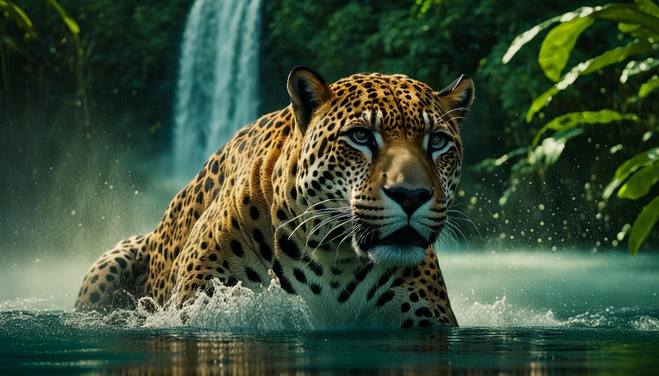 Jaguar in Jungle at Golden Hour