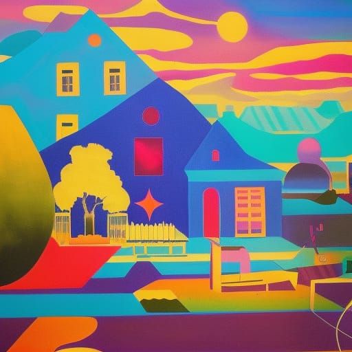 Colorful Surreal Outsider Art: Shadow Space