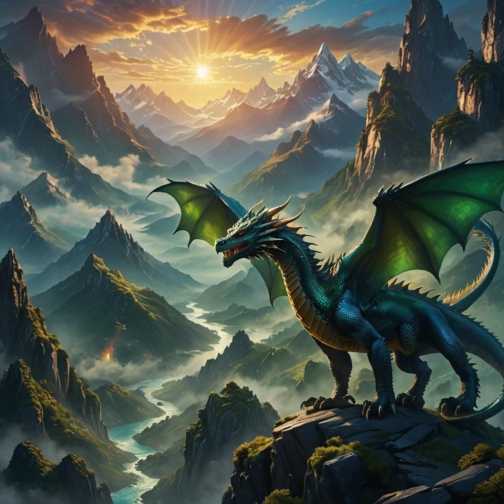 Epic Dragon Emerges in Art Deco Style