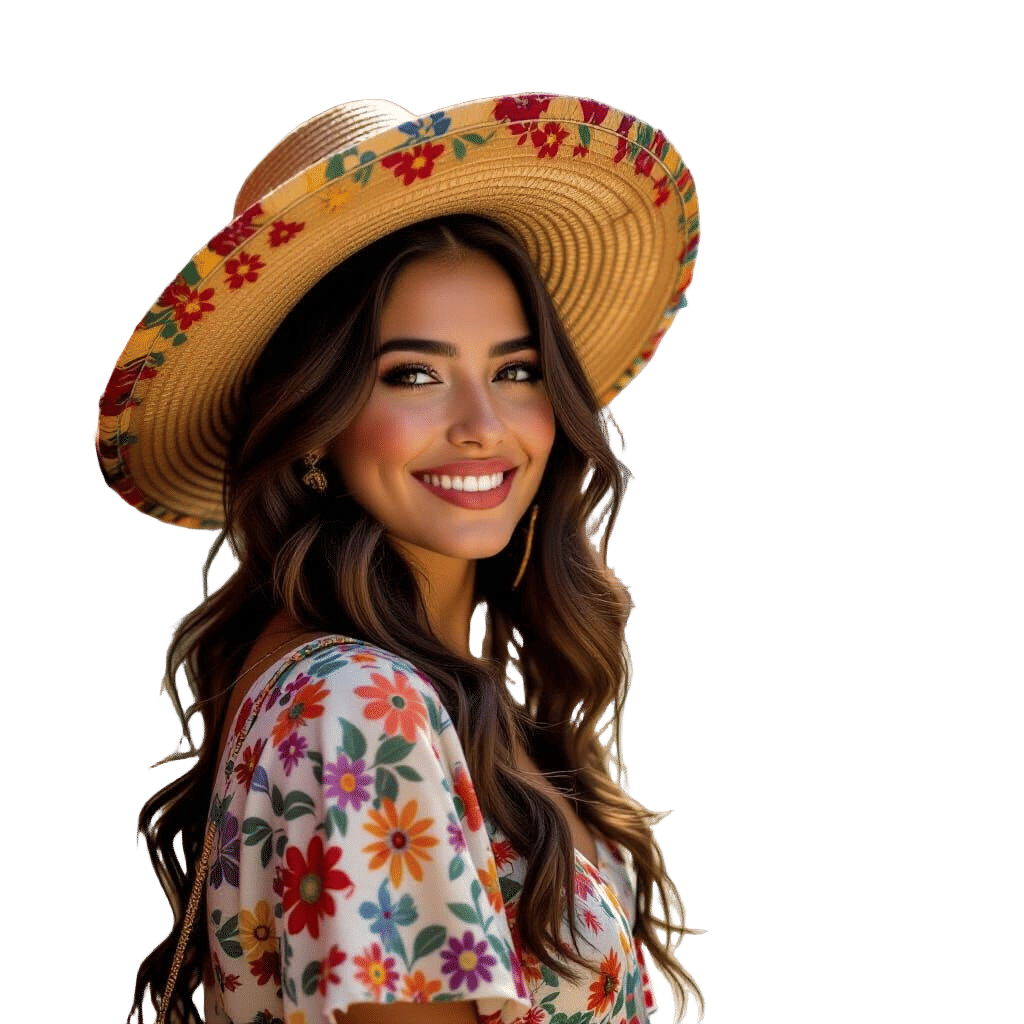 Mexican Woman Exploring Cincinizza in Folk Art Style