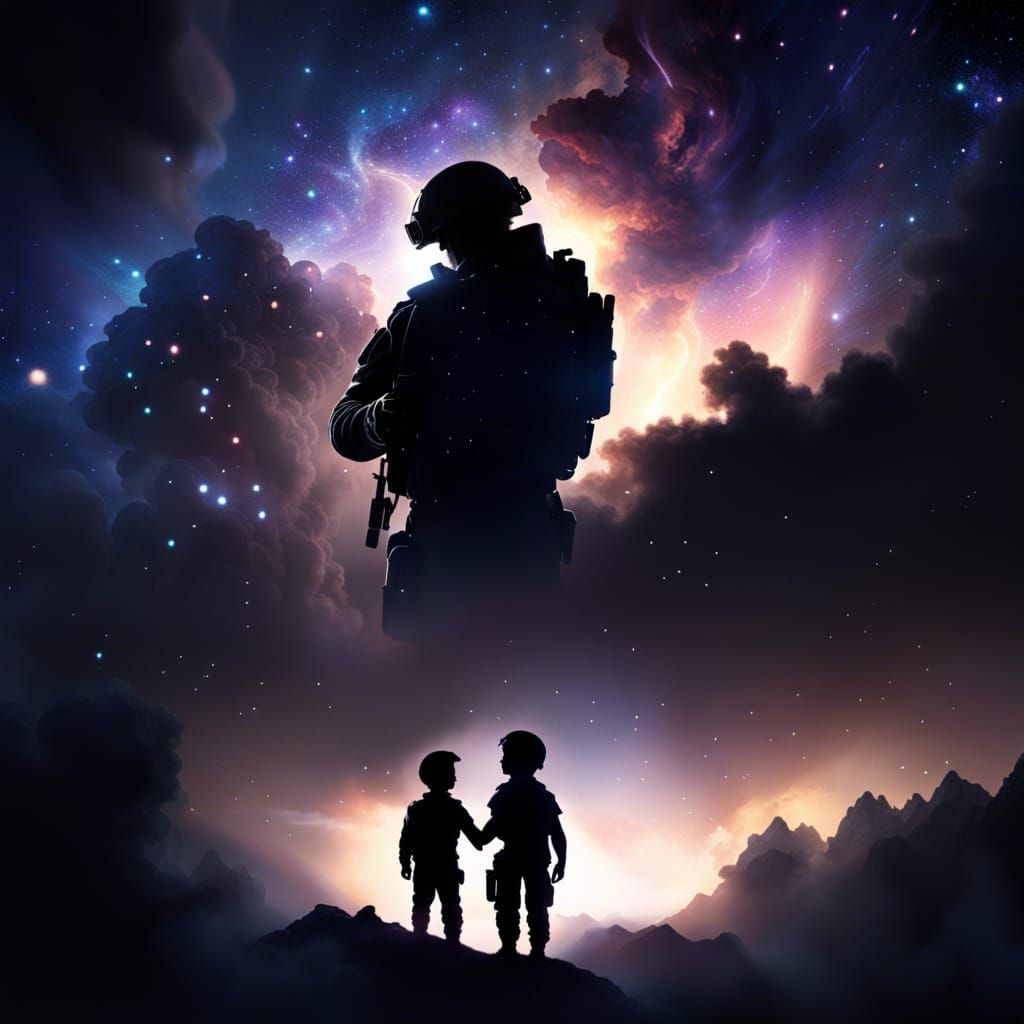 Soldier and Son Embrace in Space