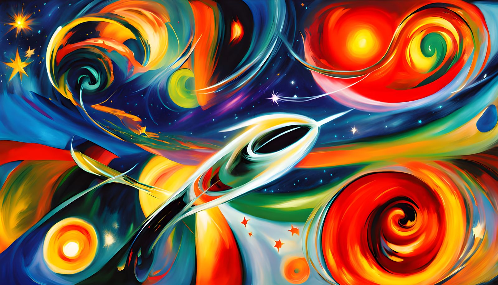 Cosmic Vortex in Vibrant Oil Painting