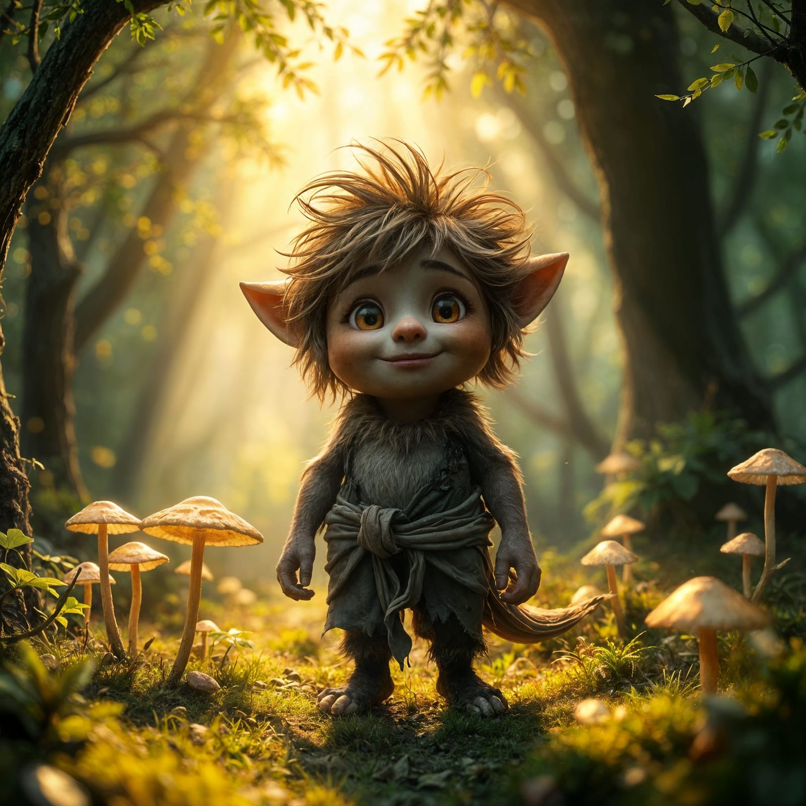 Whimsical Forest Sprite in a Sunlit Glade