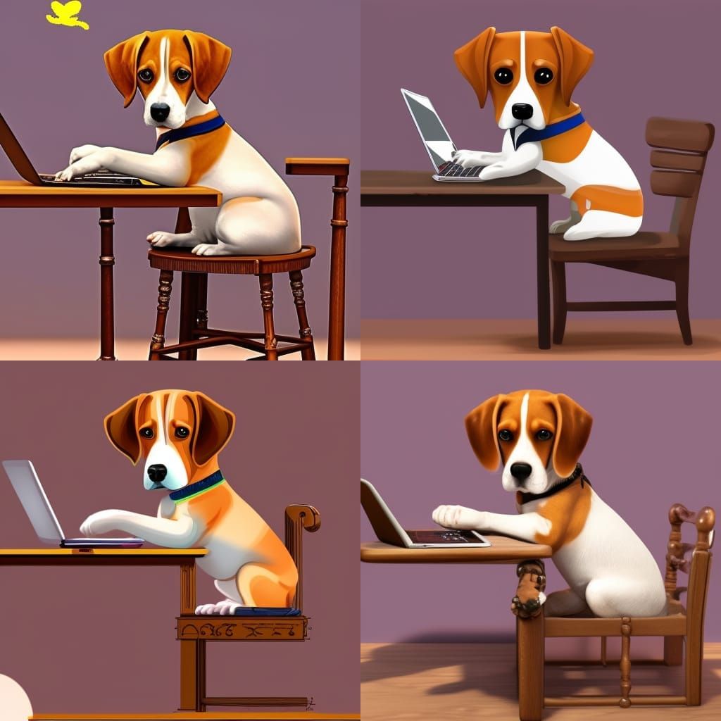 Beagle Surfing the Net on MacBook: Realistic Detail