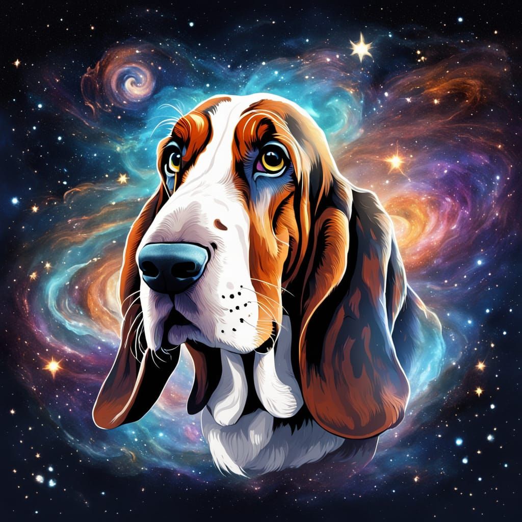 Cosmic Basset Hound Floating Among Galaxies