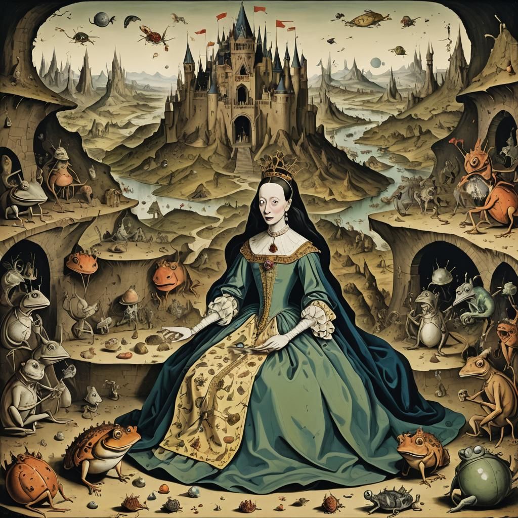 Surreal Cybernetic Hero Confronts Bosch and Dali in Hell