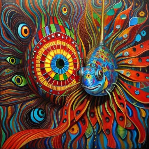 Angler Fish Oil Painting in Pop Surrealism Style