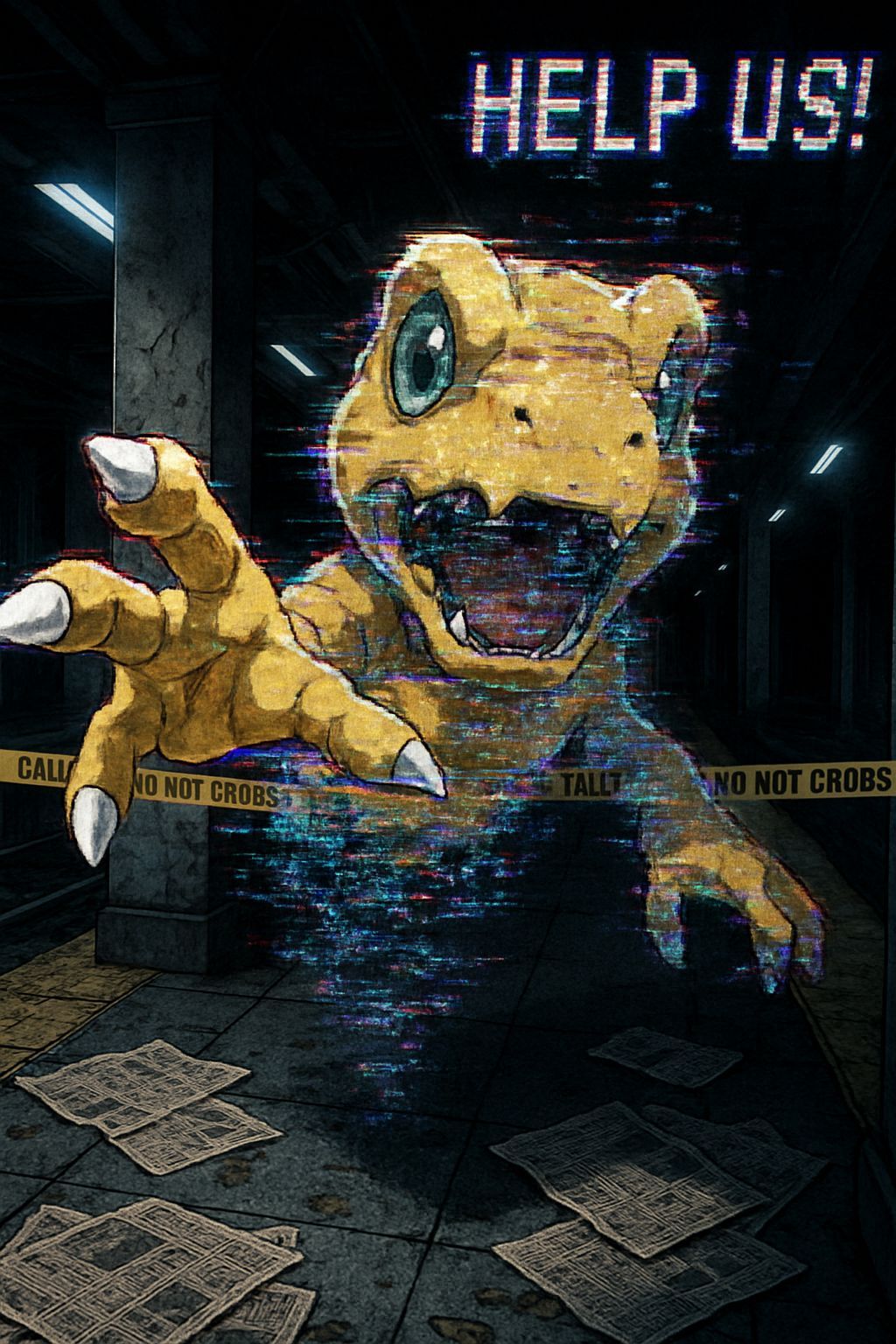 Agumon's Digital Plea: Anime-Style Disintegration