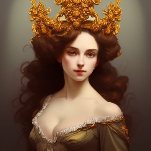 Rococo Woman with Golden Crown Portrait