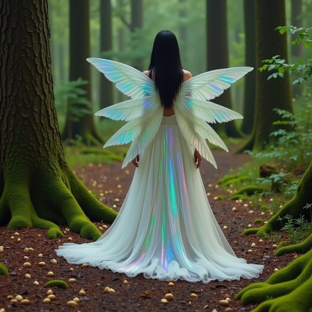 Ethereal Being in Mystical Forest, Digital Art