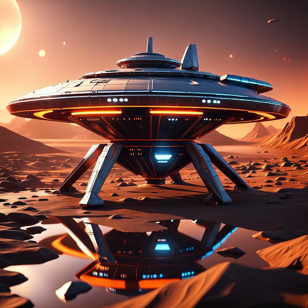 Starfleet Starship on Alien Planet in Cinematic Realism