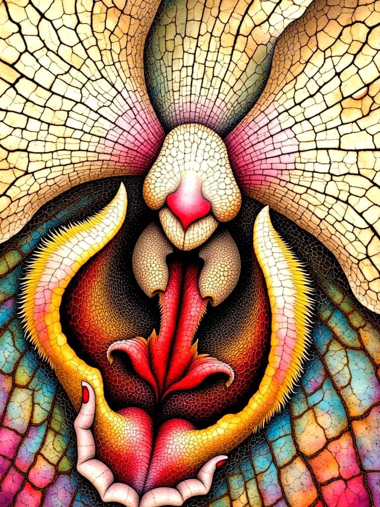 Intricate Neon Orchid with Baby Inside