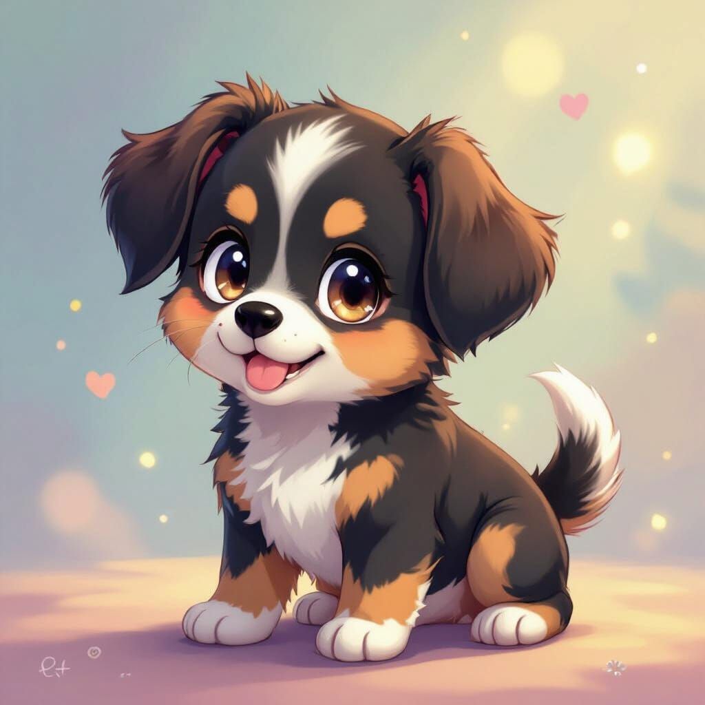 Adorable Anime Puppy Character in Vibrant Style