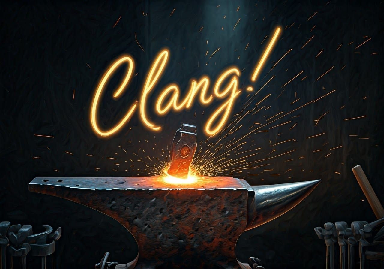 Blacksmith Anvil Sparks Form Word Art
