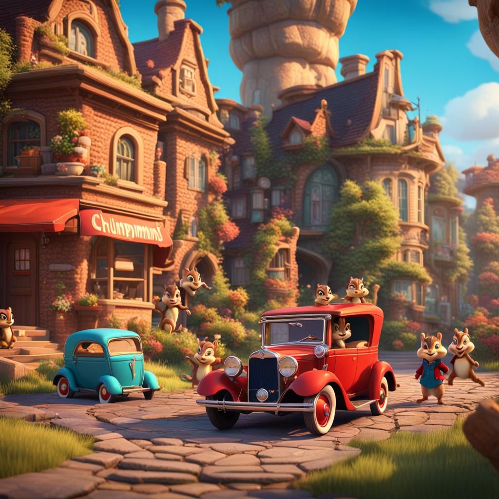 Chipmunk Meet Cute: 1930s Style Animated Scene