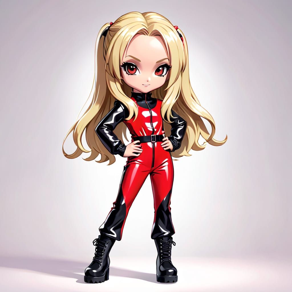 Britney Spears as Chibi Pop Icon in Red Latex Outfit