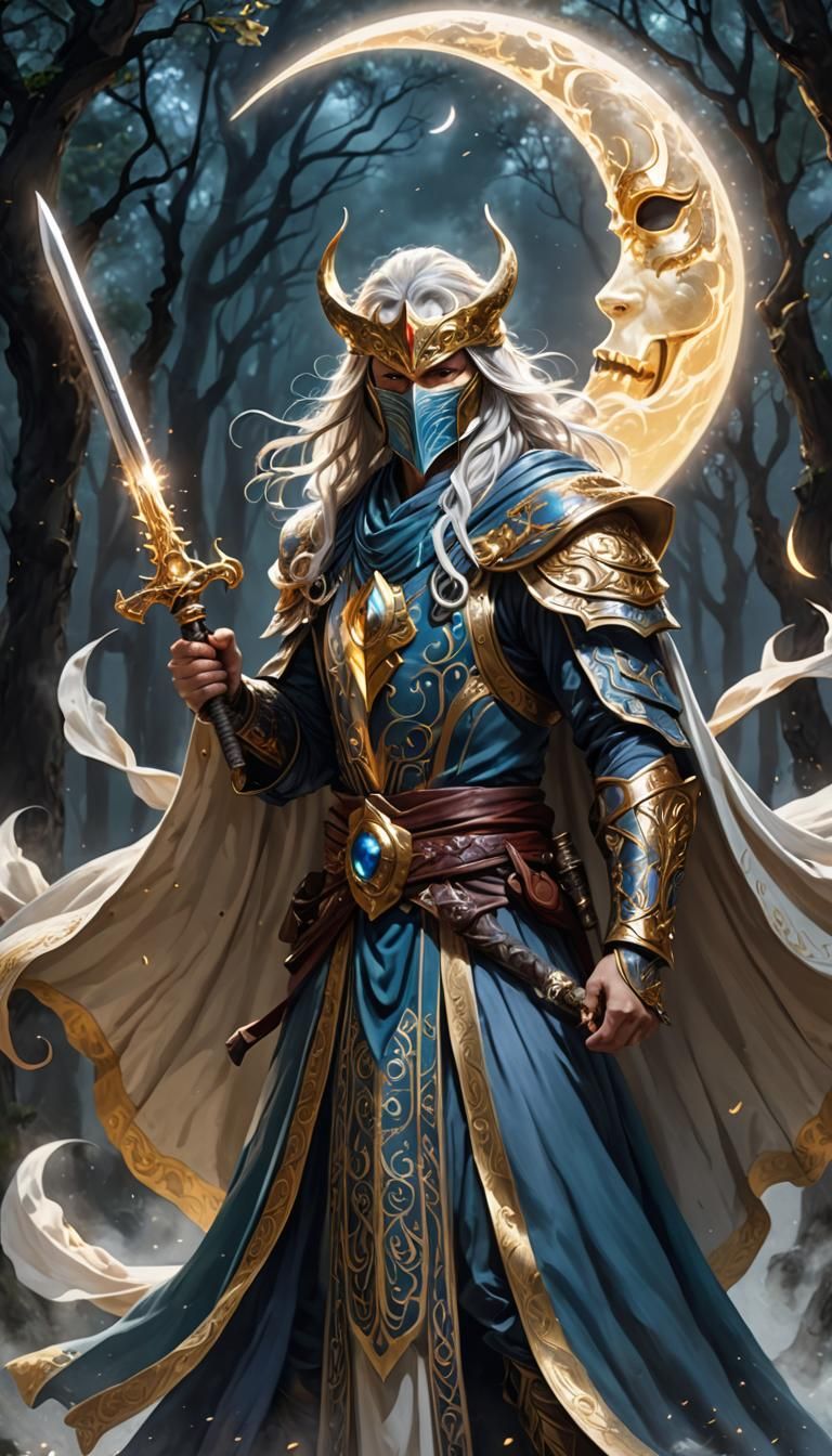 Battle Mage with Ornate Blade in Ethereal Light