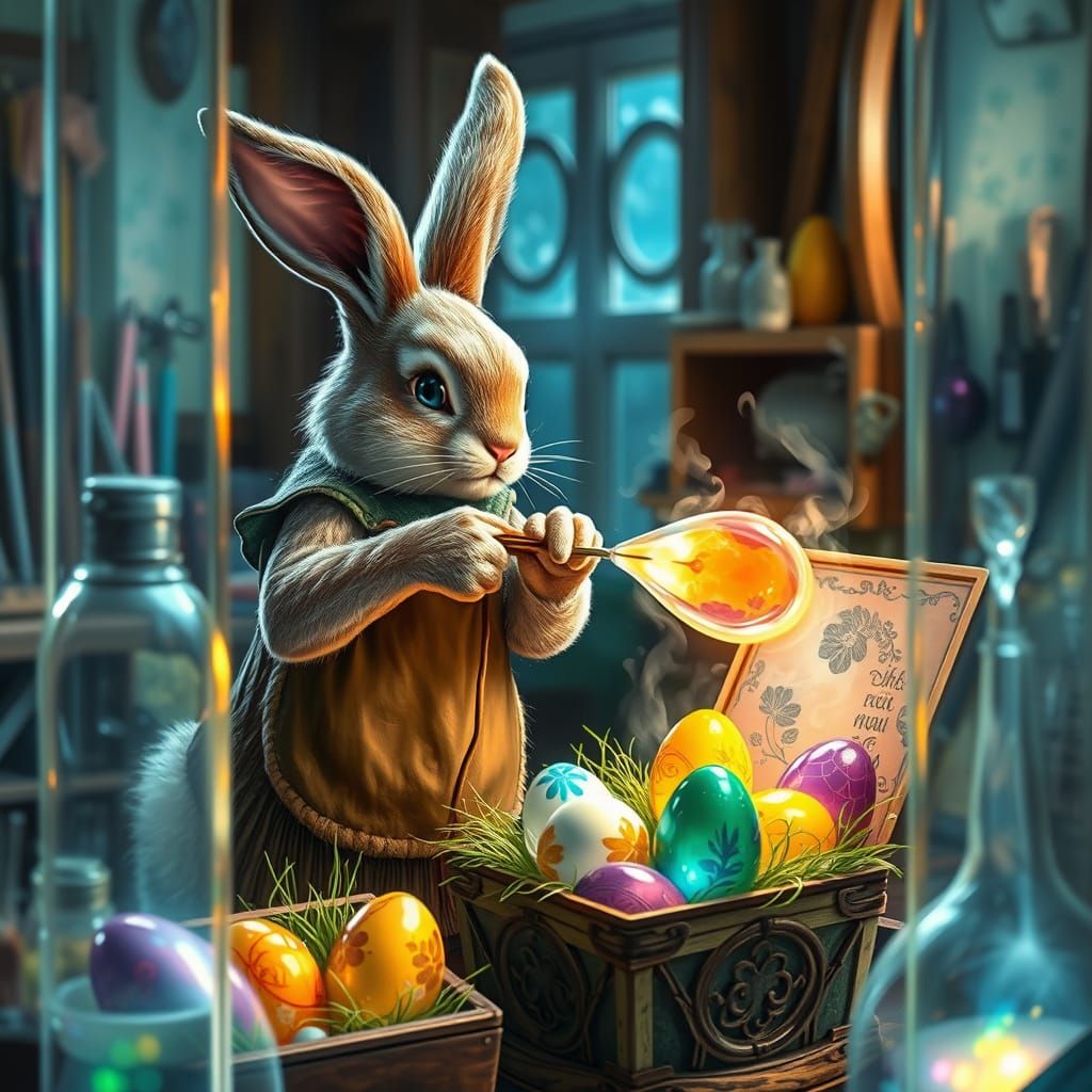 A Glassblower Easter Bunny Creates Vibrant Holographic Eggs