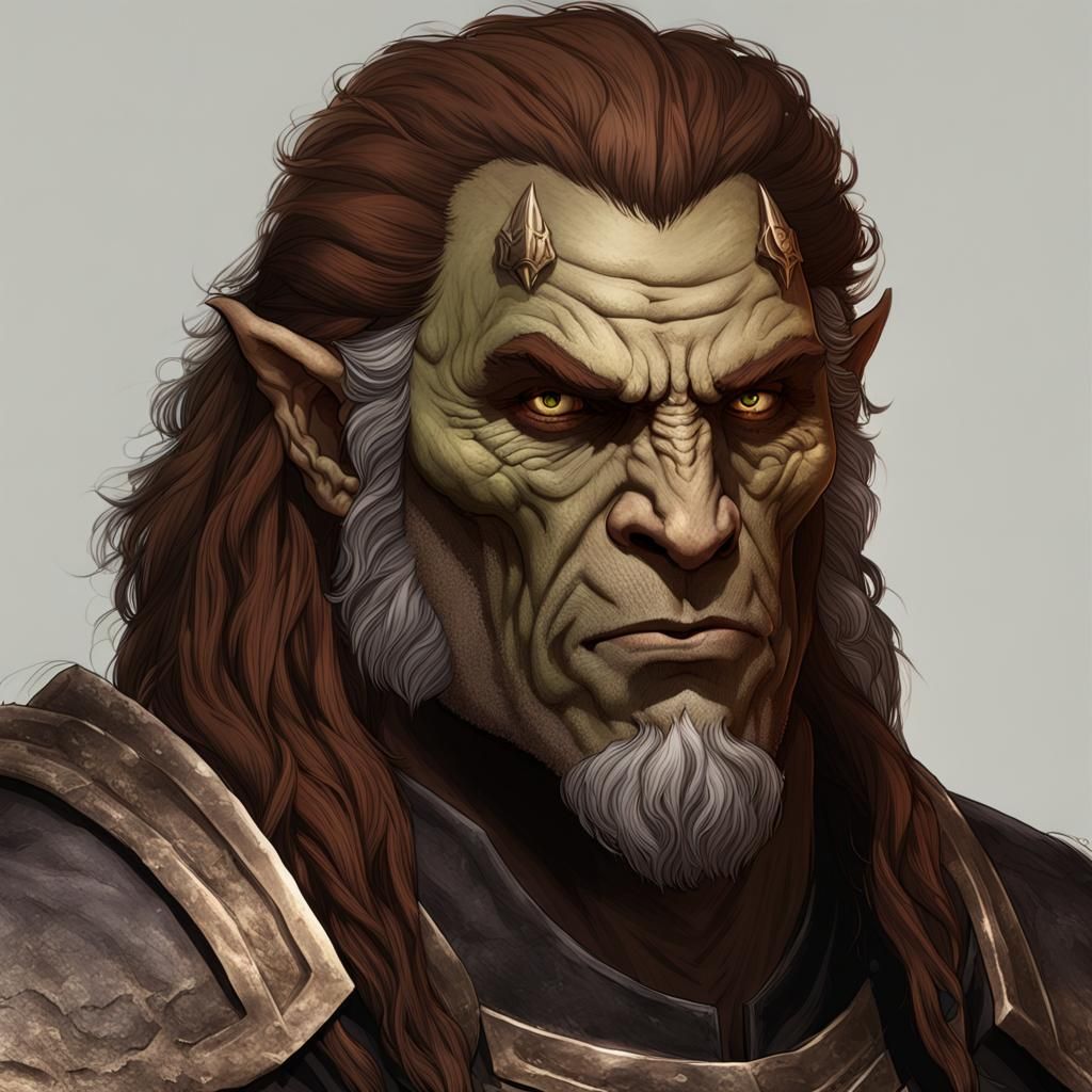 Orc Paladin Portrait in Artstation Style