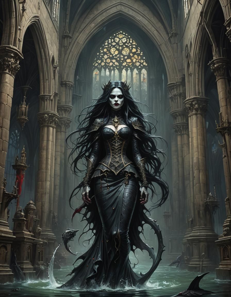Gothic Cathedral Mermaid in Sinister Style