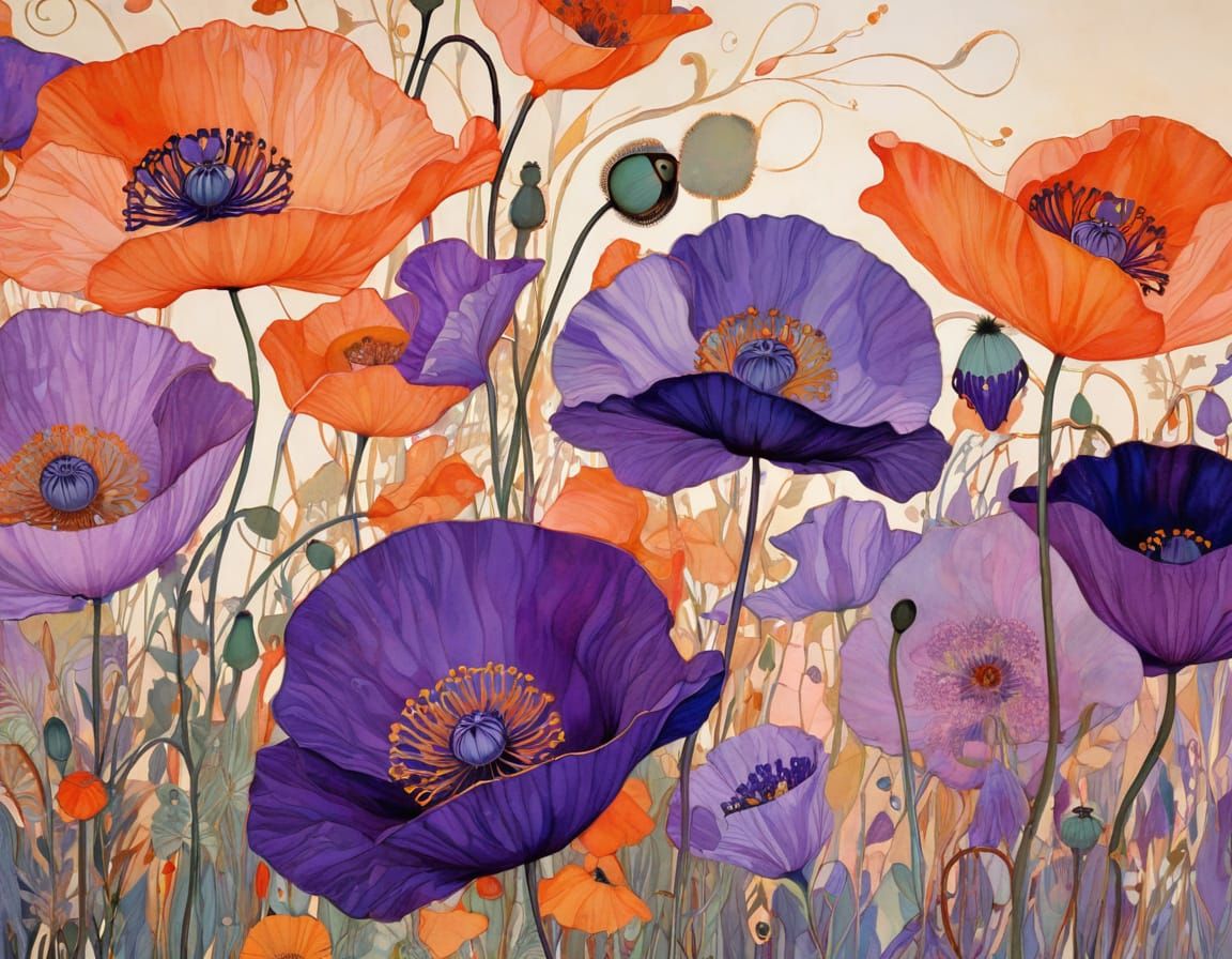 Abstract Poppy Blossom Art in Pastel Colours