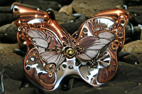 Steampunk Butterfly with Gears and Brass